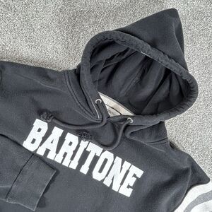 J. America Baritone Graphic Hoodie Men’s Black Pull Over Sweatshirt Size Lg